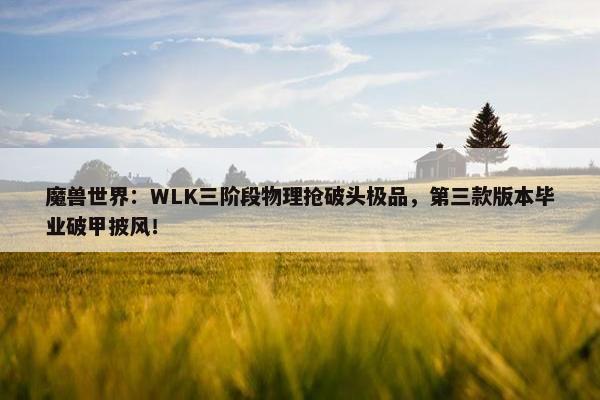 魔兽世界：WLK三阶段物理抢破头极品，第三款版本毕业破甲披风！