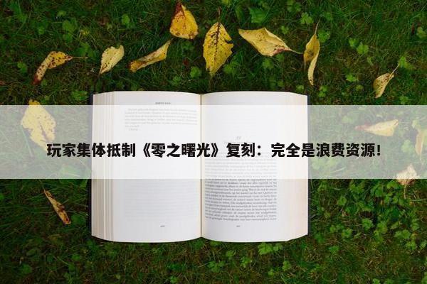 玩家集体抵制《零之曙光》复刻：完全是浪费资源！