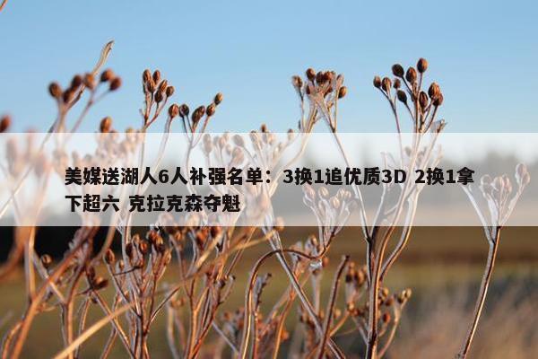 美媒送湖人6人补强名单：3换1追优质3D 2换1拿下超六 克拉克森夺魁