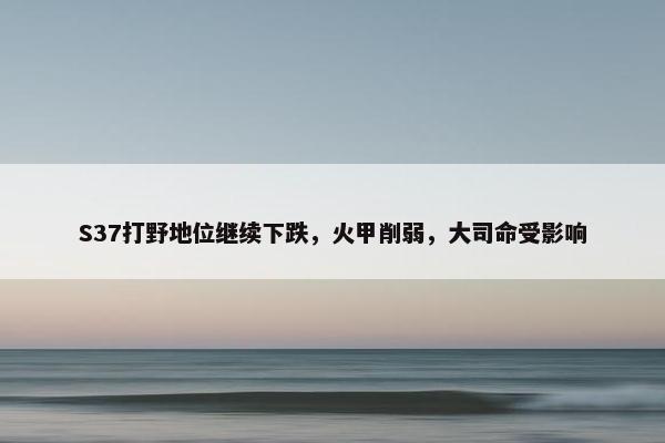 S37打野地位继续下跌，火甲削弱，大司命受影响