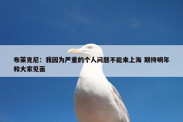 布莱克尼：我因为严重的个人问题不能来上海 期待明年和大家见面