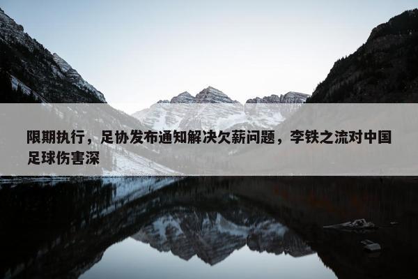 限期执行，足协发布通知解决欠薪问题，李铁之流对中国足球伤害深