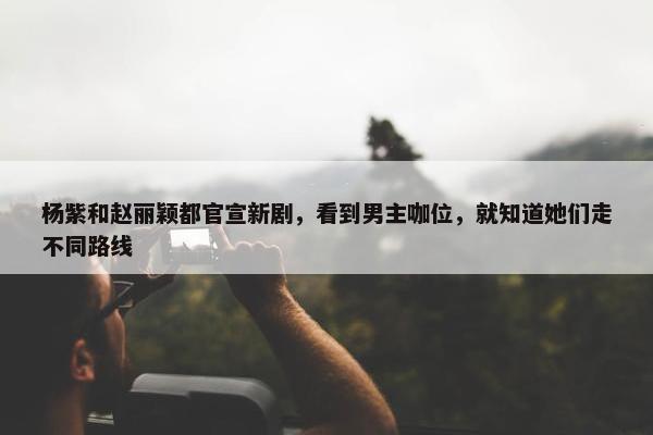 杨紫和赵丽颖都官宣新剧，看到男主咖位，就知道她们走不同路线