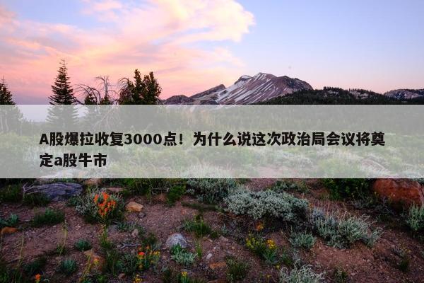 A股爆拉收复3000点！为什么说这次政治局会议将奠定a股牛市