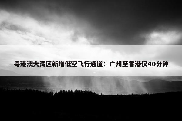 粤港澳大湾区新增低空飞行通道：广州至香港仅40分钟