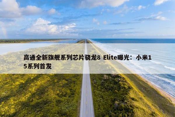 高通全新旗舰系列芯片骁龙8 Elite曝光：小米15系列首发