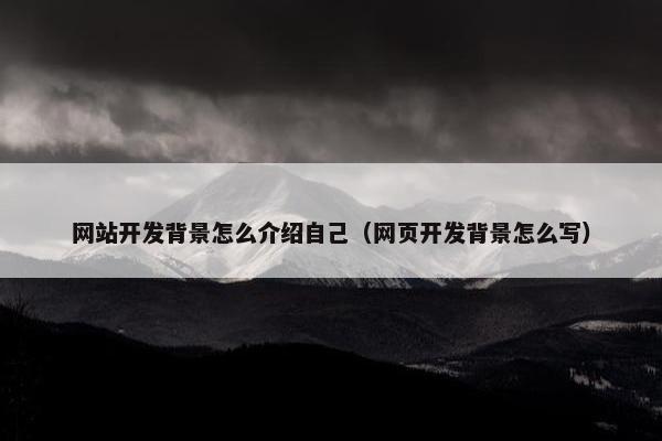 网站开发背景怎么介绍自己（网页开发背景怎么写）