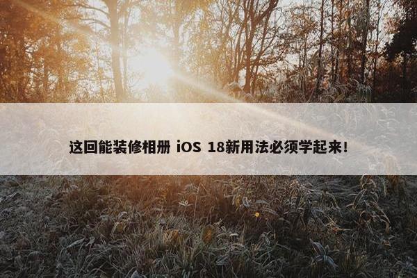 这回能装修相册 iOS 18新用法必须学起来！