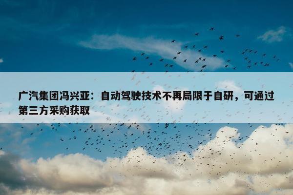 广汽集团冯兴亚：自动驾驶技术不再局限于自研，可通过第三方采购获取