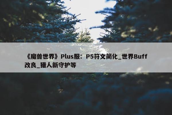 《魔兽世界》Plus服：P5符文简化_世界Buff改良_猎人新守护等