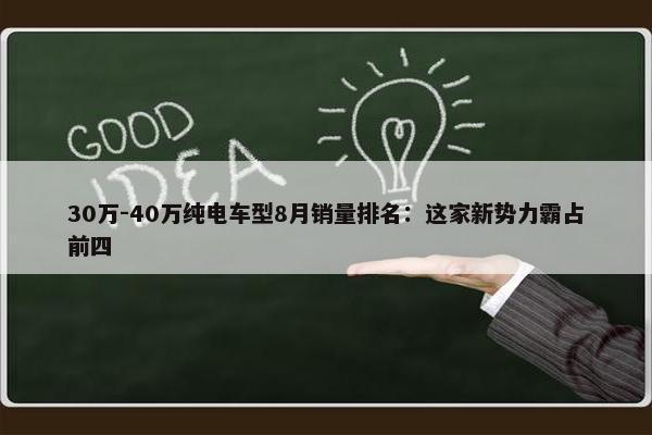 30万-40万纯电车型8月销量排名：这家新势力霸占前四