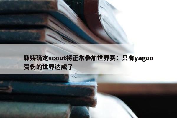 韩媒确定scout将正常参加世界赛：只有yagao受伤的世界达成了