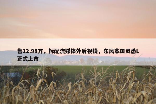 售12.98万，标配流媒体外后视镜，东风本田灵悉L正式上市