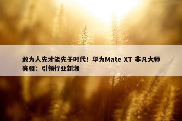 敢为人先才能先于时代！华为Mate XT 非凡大师亮相：引领行业新潮