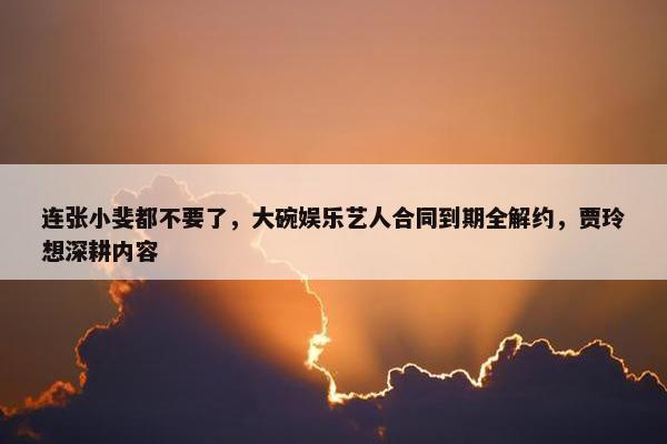 连张小斐都不要了，大碗娱乐艺人合同到期全解约，贾玲想深耕内容