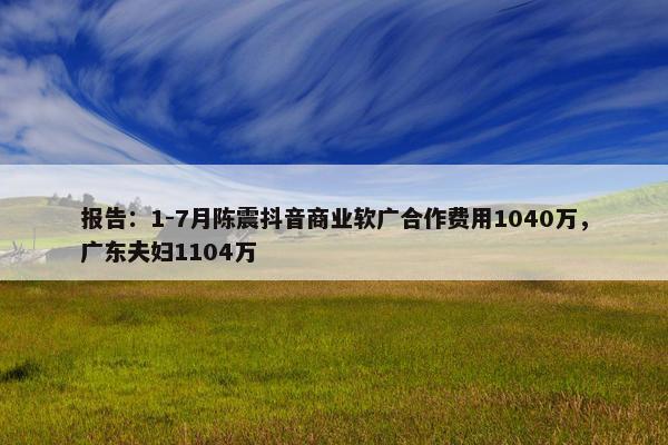 报告：1-7月陈震抖音商业软广合作费用1040万，广东夫妇1104万