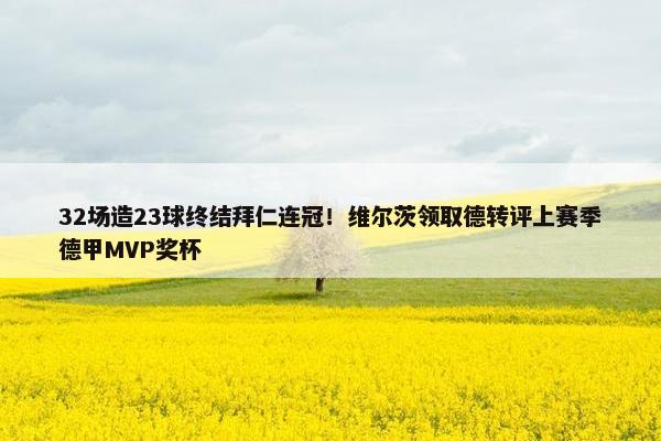 32场造23球终结拜仁连冠！维尔茨领取德转评上赛季德甲MVP奖杯