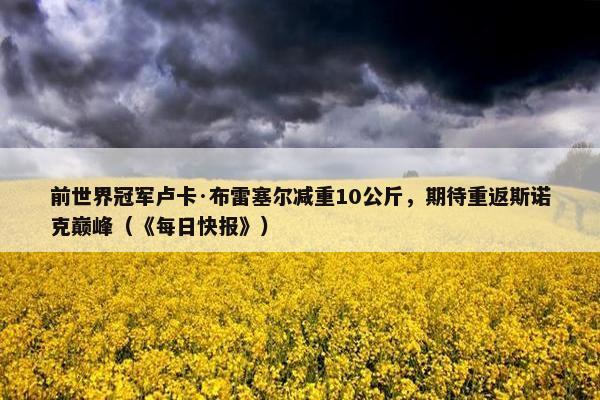 前世界冠军卢卡·布雷塞尔减重10公斤，期待重返斯诺克巅峰（《每日快报》）