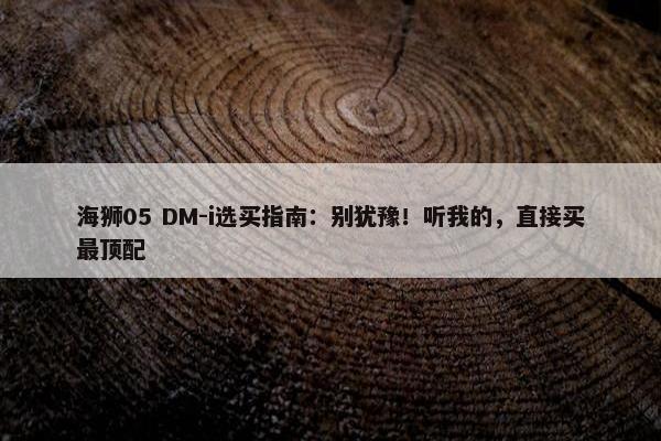 海狮05 DM-i选买指南：别犹豫！听我的，直接买最顶配