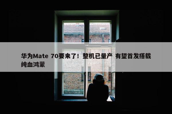 华为Mate 70要来了！整机已量产 有望首发搭载纯血鸿蒙