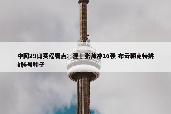 中网29日赛程看点：涅槃张帅冲16强 布云朝克特挑战6号种子