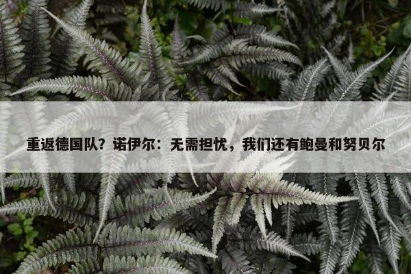 重返德国队？诺伊尔：无需担忧，我们还有鲍曼和努贝尔