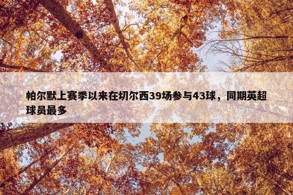 帕尔默上赛季以来在切尔西39场参与43球，同期英超球员最多