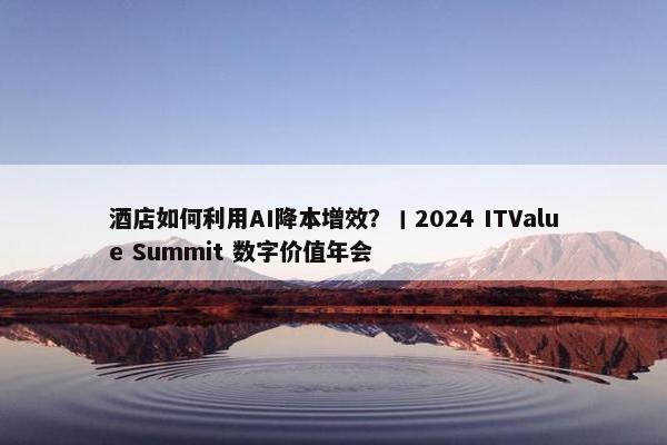 酒店如何利用AI降本增效？丨2024 ITValue Summit 数字价值年会