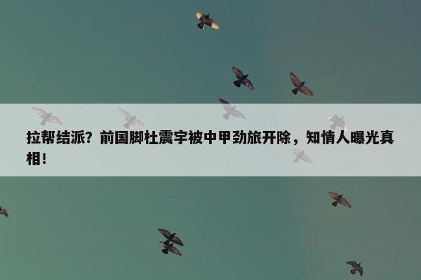 拉帮结派？前国脚杜震宇被中甲劲旅开除，知情人曝光真相！