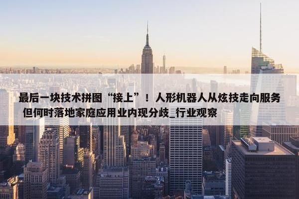 最后一块技术拼图“接上”！人形机器人从炫技走向服务 但何时落地家庭应用业内现分歧_行业观察