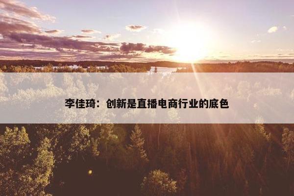 李佳琦：创新是直播电商行业的底色