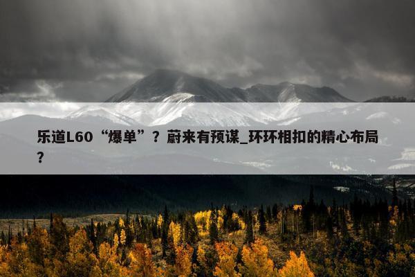 乐道L60“爆单”？蔚来有预谋_环环相扣的精心布局？