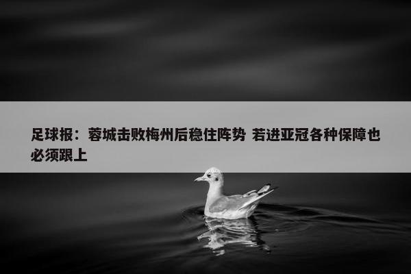 足球报：蓉城击败梅州后稳住阵势 若进亚冠各种保障也必须跟上