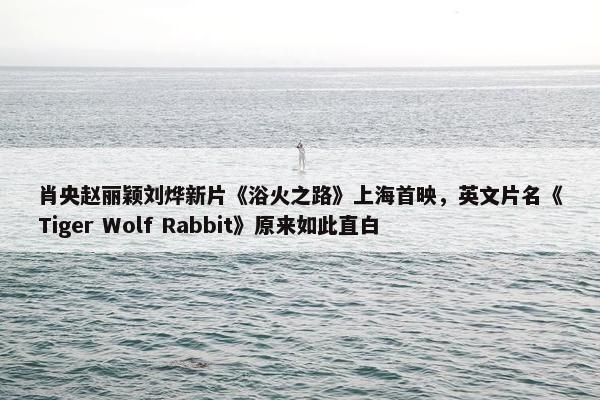 肖央赵丽颖刘烨新片《浴火之路》上海首映，英文片名《Tiger Wolf Rabbit》原来如此直白