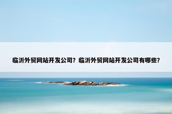 临沂外贸网站开发公司？临沂外贸网站开发公司有哪些？