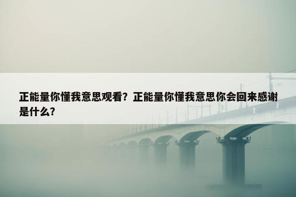 正能量你懂我意思观看？正能量你懂我意思你会回来感谢是什么？