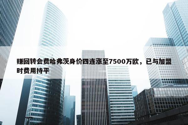 赚回转会费哈弗茨身价四连涨至7500万欧，已与加盟时费用持平