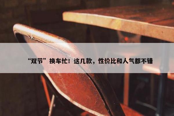 “双节”换车忙！这几款，性价比和人气都不错