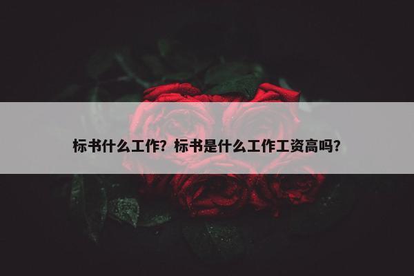 标书什么工作？标书是什么工作工资高吗？