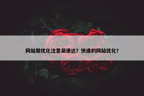 网站做优化注意易速达？快速的网站优化？