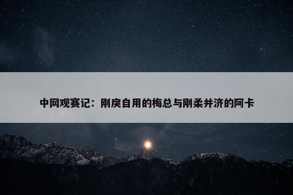 中网观赛记：刚戾自用的梅总与刚柔并济的阿卡