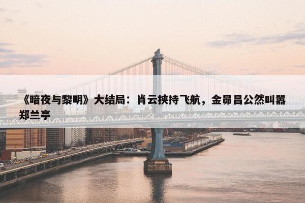 《暗夜与黎明》大结局：肖云挟持飞航，金昴昌公然叫嚣郑兰亭