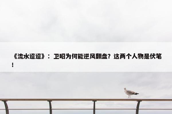 《流水迢迢》：卫昭为何能逆风翻盘？这两个人物是伏笔！