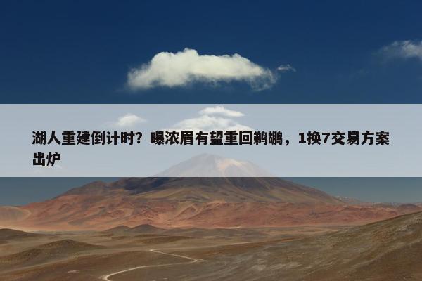 湖人重建倒计时？曝浓眉有望重回鹈鹕，1换7交易方案出炉