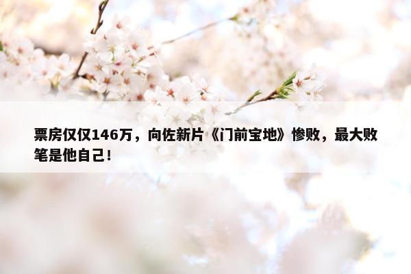 票房仅仅146万，向佐新片《门前宝地》惨败，最大败笔是他自己！