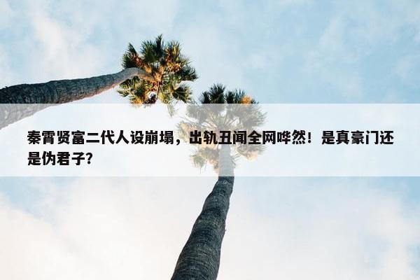 秦霄贤富二代人设崩塌，出轨丑闻全网哗然！是真豪门还是伪君子？