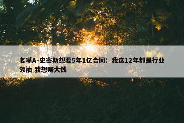 名嘴A-史密斯想要5年1亿合同：我这12年都是行业领袖 我想赚大钱