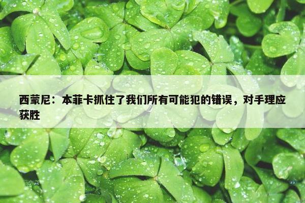 西蒙尼：本菲卡抓住了我们所有可能犯的错误，对手理应获胜