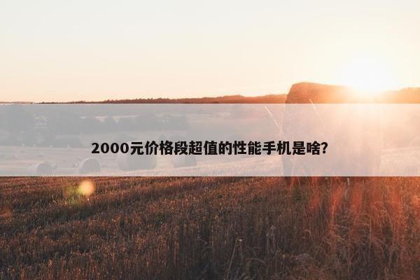 2000元价格段超值的性能手机是啥？