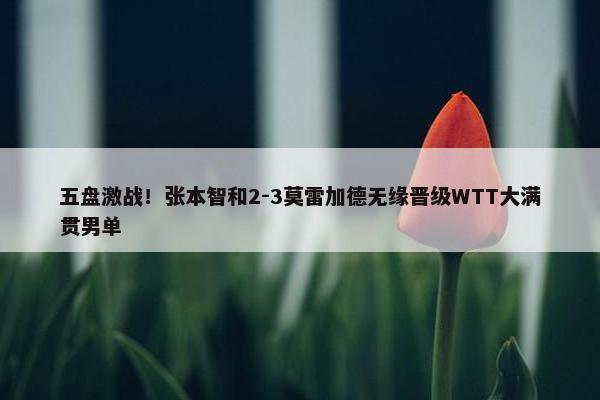 五盘激战！张本智和2-3莫雷加德无缘晋级WTT大满贯男单